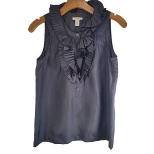 J.Crew 4P Gray 100% silk Sleeveless Pleated neck top